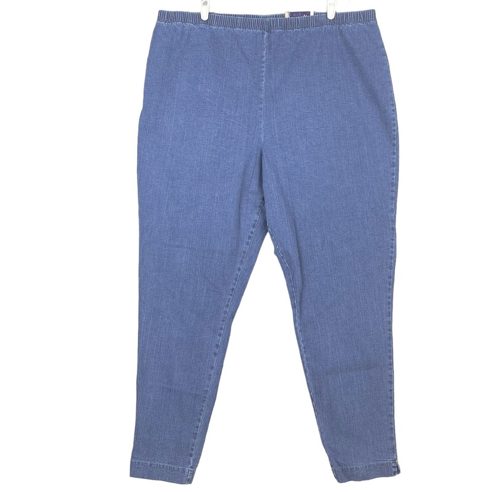 NWT L.A. Blues Women's Blue Denim Pants 30/32 Pull-on Stretch Elastic High-Rise